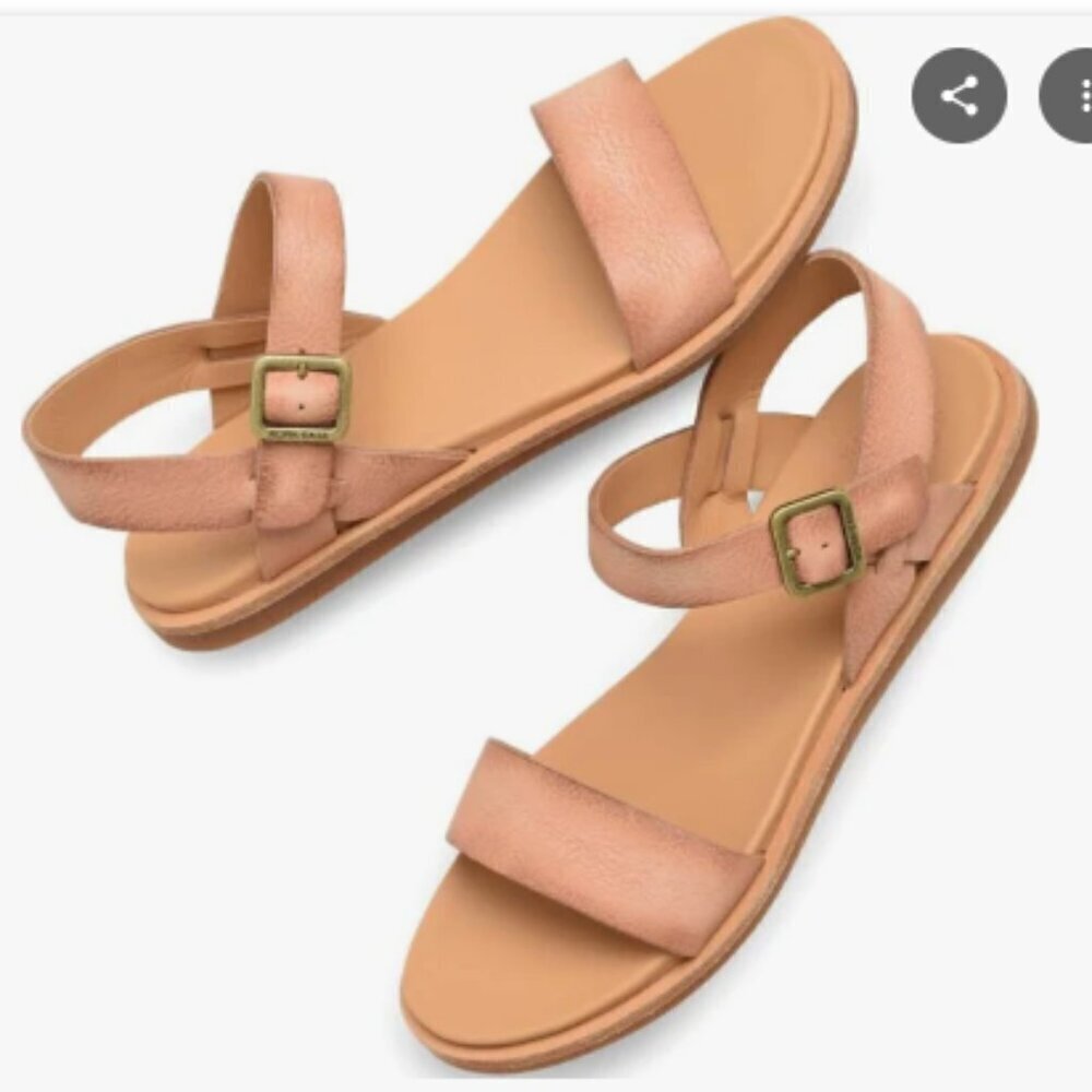 Kork-Ease Leather Ankle Strap Sandals in Blush Tan